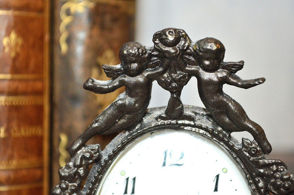 Vintage West German Small Cherubs Alarm Clock By Globe