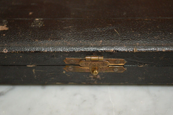 Antique English Victorian Silver Plate Fish Knives Cutlery Boxed Set Bone Handle