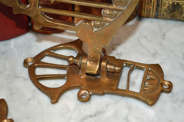 Antique Pair French Brass Art Nouveau Swinging Arm Piano Candle Holder Sconces