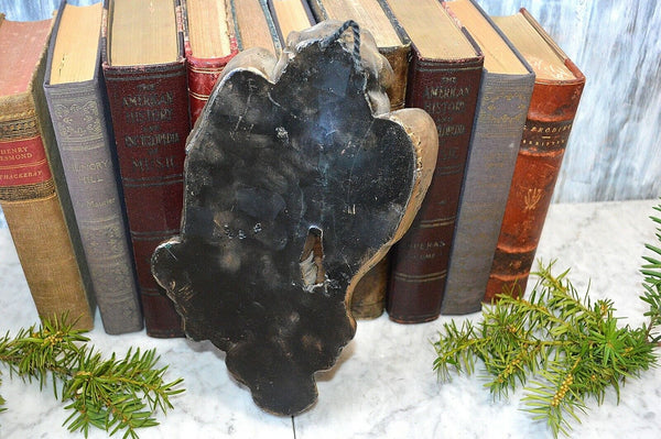 Vintage German Winged Cherub Playing Harp Wax Sculpture Figure
