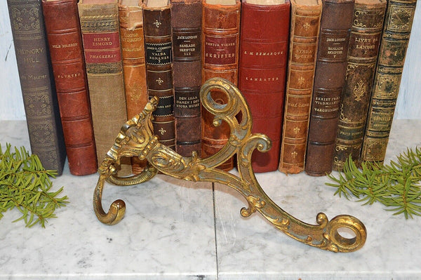 Antique Large French Gilded Bronze Drapery Coat Hook Bracket