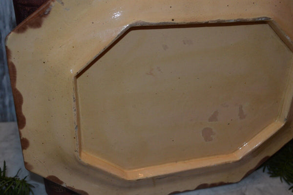 Antique Large English Majolica Platter Raised Fruit Border Lemons and Grapes