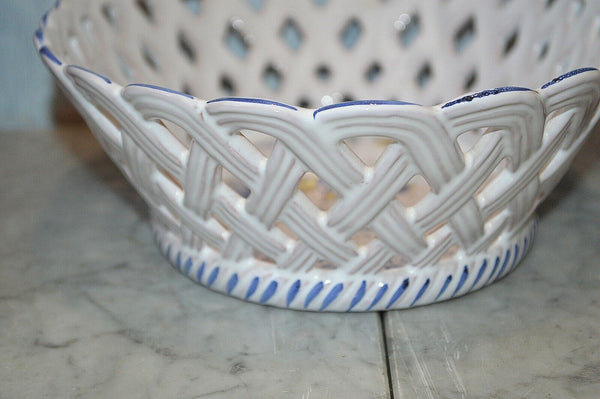 Vintage French Country Faience Bread Basket Atelier de Segries Moustiers Gnomes