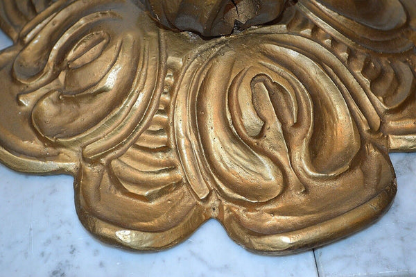 Antique French Gilt Wood Light Fixture Candle Sconce Base Part Ceiling Mount