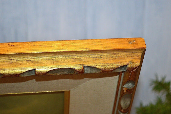 Antique Gilt Framed Lithograph Art Victorian Children Boy Girl Landscape Fishing