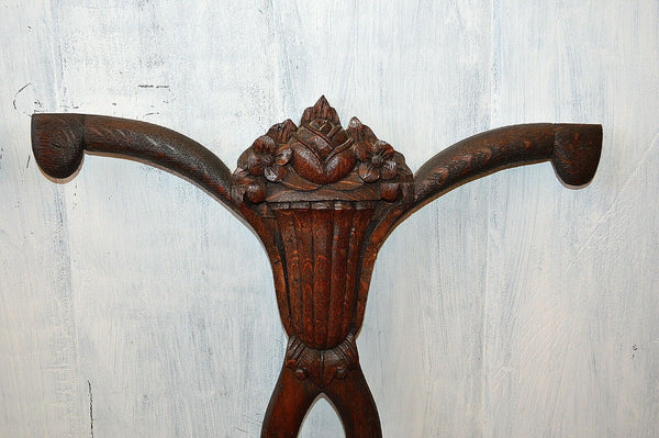 Antique Pair German Black Forest Carved Wood Architectural Elements Mounts