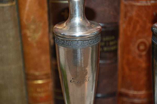 Antique Pair Silver Plated Art Deco Small Candle Holders Mfd Plated Reed Barton