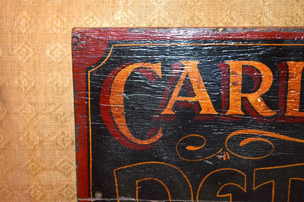 Rare Antique English Carless Petrol Sold Here Hand Painted Wood Petroleum Sign