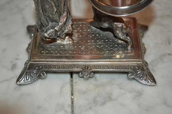 Antique Figural James Tufts Girl Dog Silverplate Napkin Ring Kate Greenaway 3306