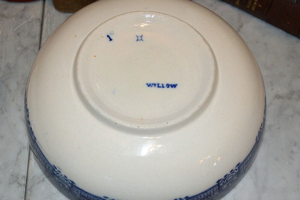 Antique English Transferware Blue Willow Drain Soap Dish Strainer Bowl