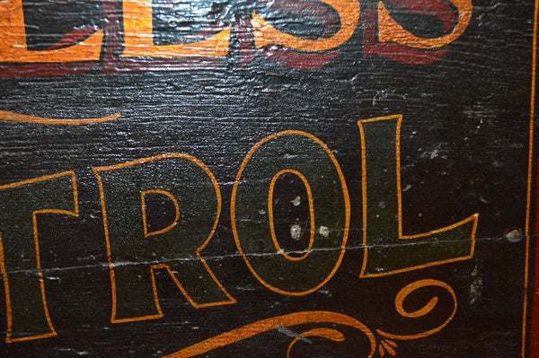 Rare Antique English Carless Petrol Sold Here Hand Painted Wood Petroleum Sign