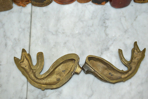 Antique Pair French Bronze Griffin Dragon Bird Decorative Trim Mounts