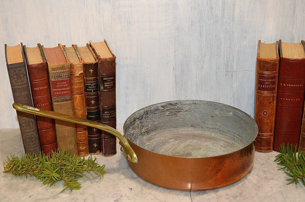 Antique French Copper E. Dehillerin Large Sauce Pot Pan Stamped 9 3/4"
