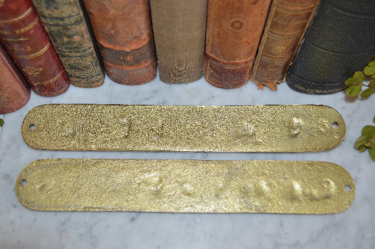 Vintage Pair Brass Ladies and Gentlemen Bathroom Signs Plaques Hardware