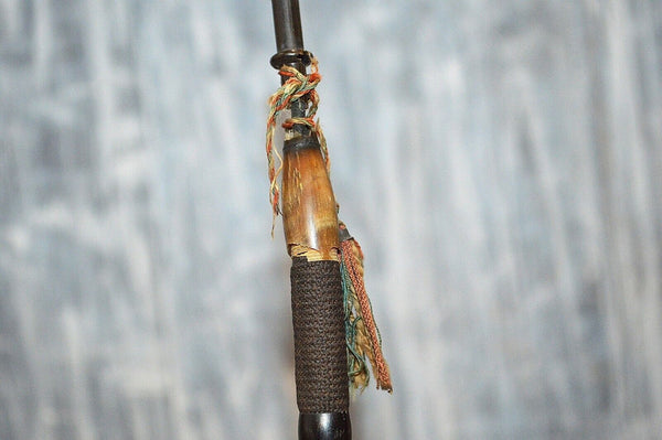 Antique German Hunt Scene Deer Pipe Porcelain Wood Horn Ebony 25"