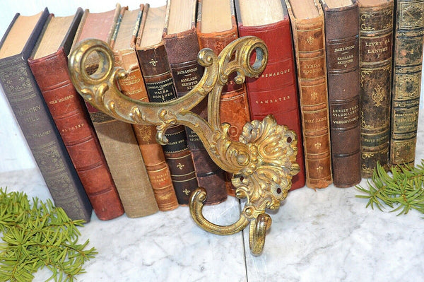 Antique Large French Gilded Bronze Drapery Coat Hook Bracket