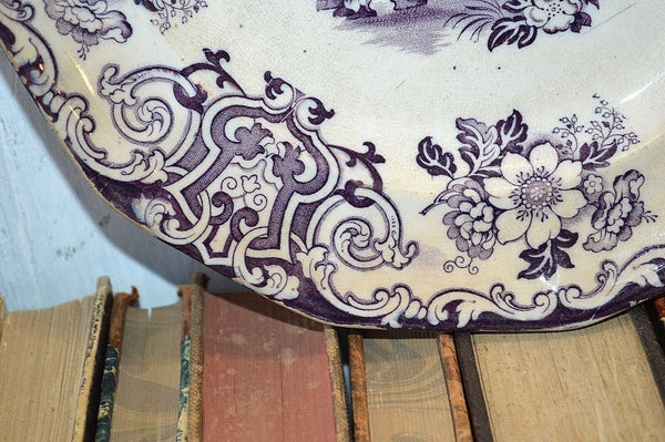 Antique Purple Mulberry Transferware Plate Ironstone T W Simla Thomas Walker