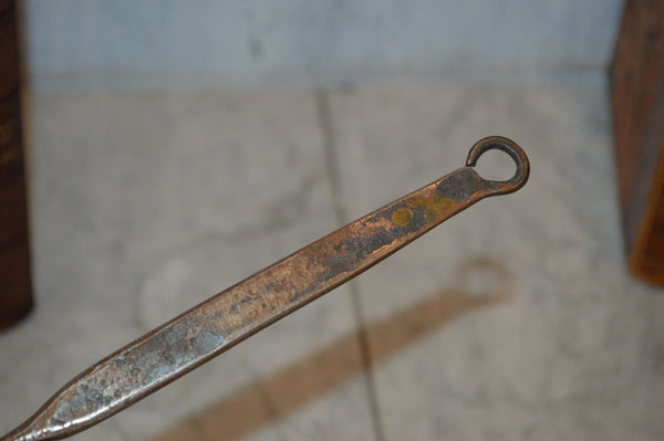 Antique Set Wrought Iron Keyhole Spatula Roasting Fork Primitive 19th C Utensils