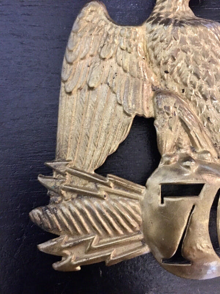 Antique French Brass Eagle Shako Hat Helmet Plate 76 Regiment