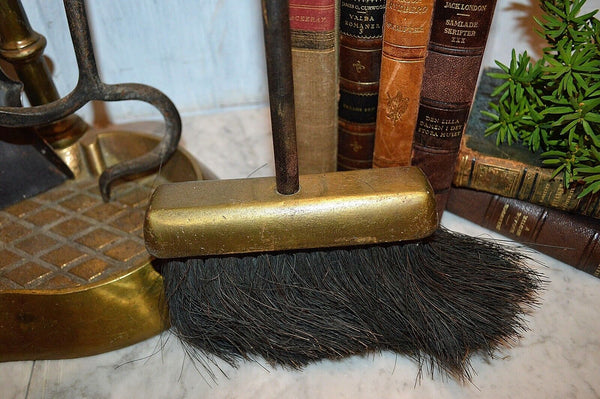 Antique French Heavy Brass Fireplace Tool Set La Maison 3 Tools and Stand
