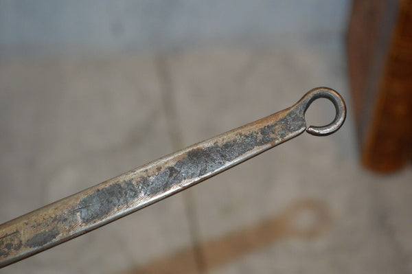 Antique Set Wrought Iron Keyhole Spatula Roasting Fork Primitive 19th C Utensils