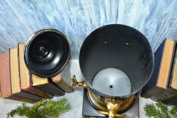 Vintage Faux Samovar Black Tole Chinoiserie Gilt Painted Dolphin Fish  Lion Paw