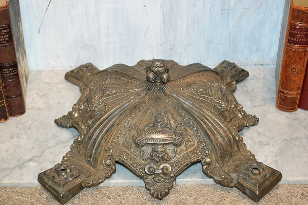 Antique French Empire Style Light Fixture Canopy Chandelier Part Flaming Urns