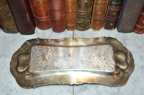 Antique Silver Plate Candle Snuffer Wick Trimmer and Tray Hallmarked