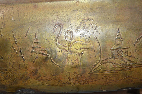 Antique Large Brass Jardiniere Planter Aesthetic Movement Lion Heads Paws