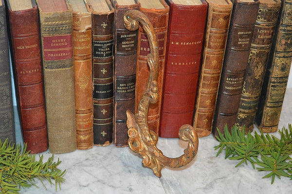 Antique French Hook Large Gilded Iron Ornate Acanthus Scrolls Coat Hat Hook