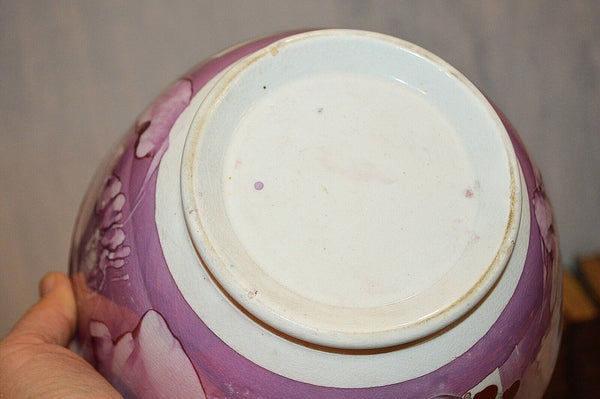 Rare Antique Sunderland Pink Lustre Bowl Mariner's Ode Poem Sailor's Wife Ship
