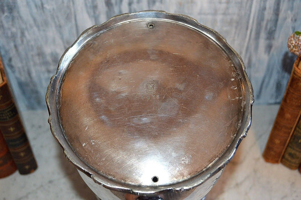 Antique F B Rogers Water Pitcher Quadruple Silver Plate Large Ceramic Lined