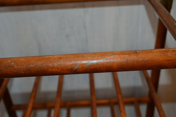 Antique English Canterbury Music Stand Wood Magazine Newspaper Rack
