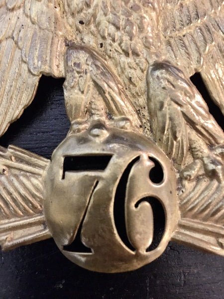 Antique French Brass Eagle Shako Hat Helmet Plate 76 Regiment