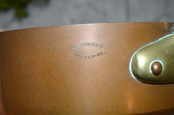 Antique French Copper E. Dehillerin Large Sauce Pot Pan Stamped 9 3/4"