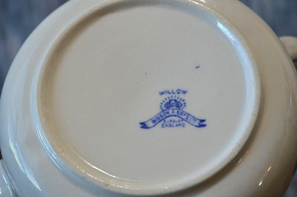 Antique Gibson & Sons Burslem England Blue WIllow Teapot Transferware