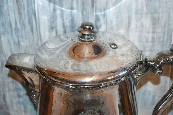 Antique F B Rogers Water Pitcher Quadruple Silver Plate Large Ceramic Lined