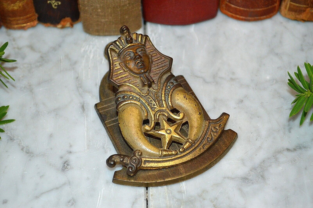 Antique Judd Co Paper Card Clip Holder Figural Egyptian Shriner Desk Accessory