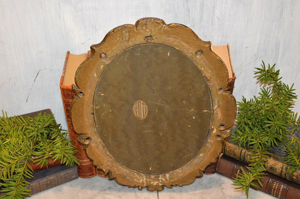 Antique French Paris Oval Mirror Gilt Florentine Wood Wall Mount A. Jousseaume