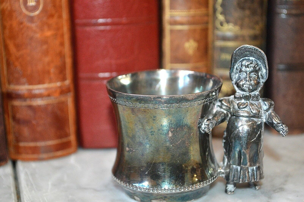 Antique Silver Plated Figural Victorian Girl Toothpick Holder