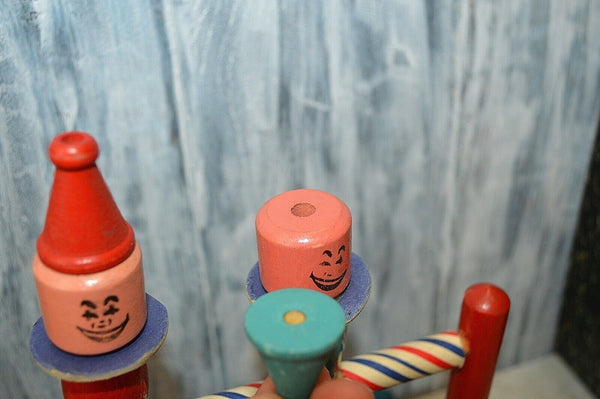 Vintage 18 pc French Wooden Skittles Bowling Pins Balls Game Set Child's Toy