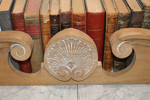 Antique Pediment Carved Wood Scrolled Shell Design Large Architectural Piece
