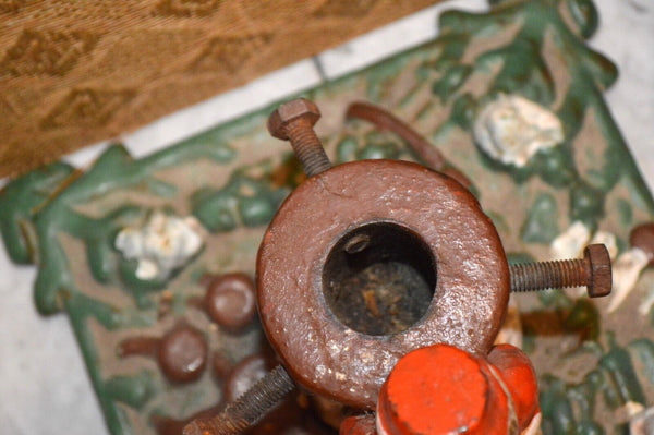 Antique German Santa Christmas Tree Stand Cast Iron Holder