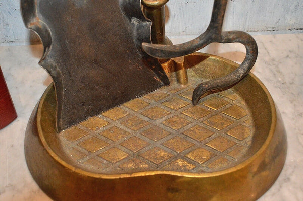 Antique French Heavy Brass Fireplace Tool Set La Maison 3 Tools and Stand