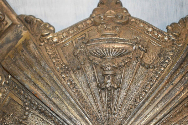 Antique French Empire Style Light Fixture Canopy Chandelier Part Flaming Urns