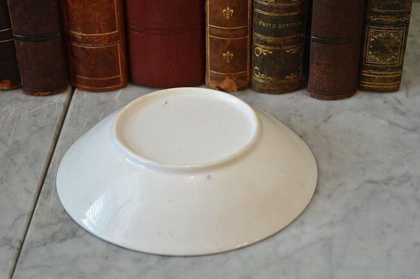 Antique Small English Staffordshire Bowl Pastoral Sheep Transferware Pink Lustre