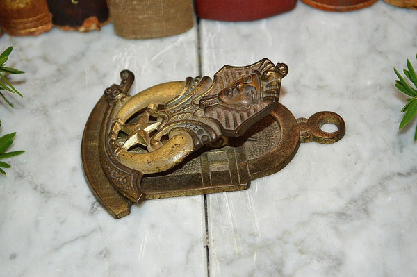 Antique Judd Co Paper Card Clip Holder Figural Egyptian Shriner Desk Accessory