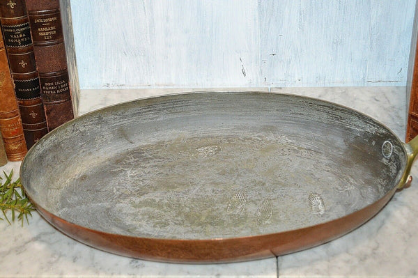Antique French Copper E. Dehillerin Oval Frying Fish Saute Pan Stamped Paris