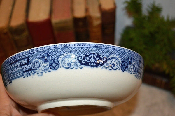 Antique English Transferware Blue Willow Drain Soap Dish Strainer Bowl
