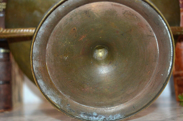 Antique French Bronze Tazza Neoclassical Pedestal Stand Figural Female Handles